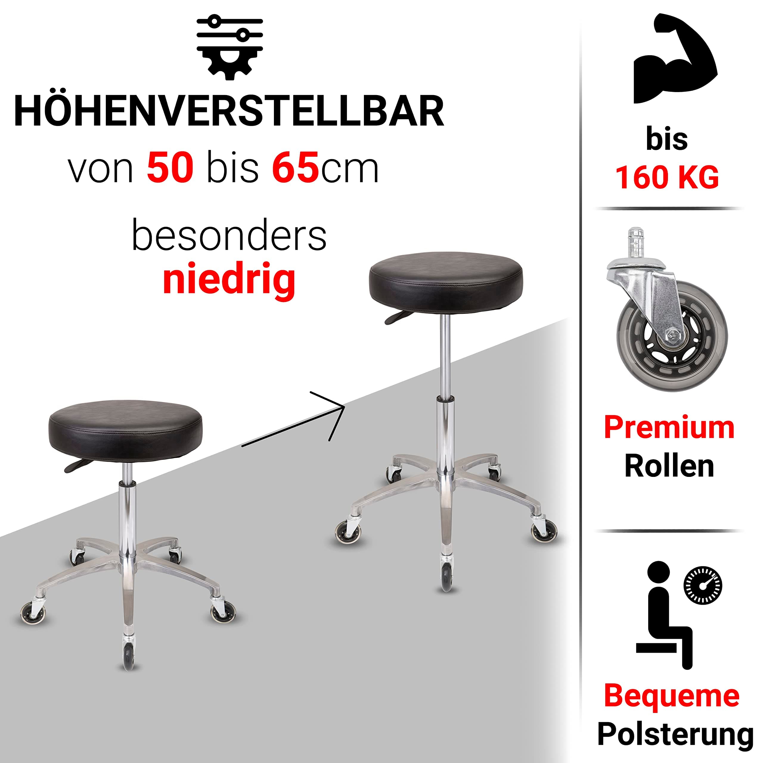 Runde Sitzfläche mit Premium-Polsterung