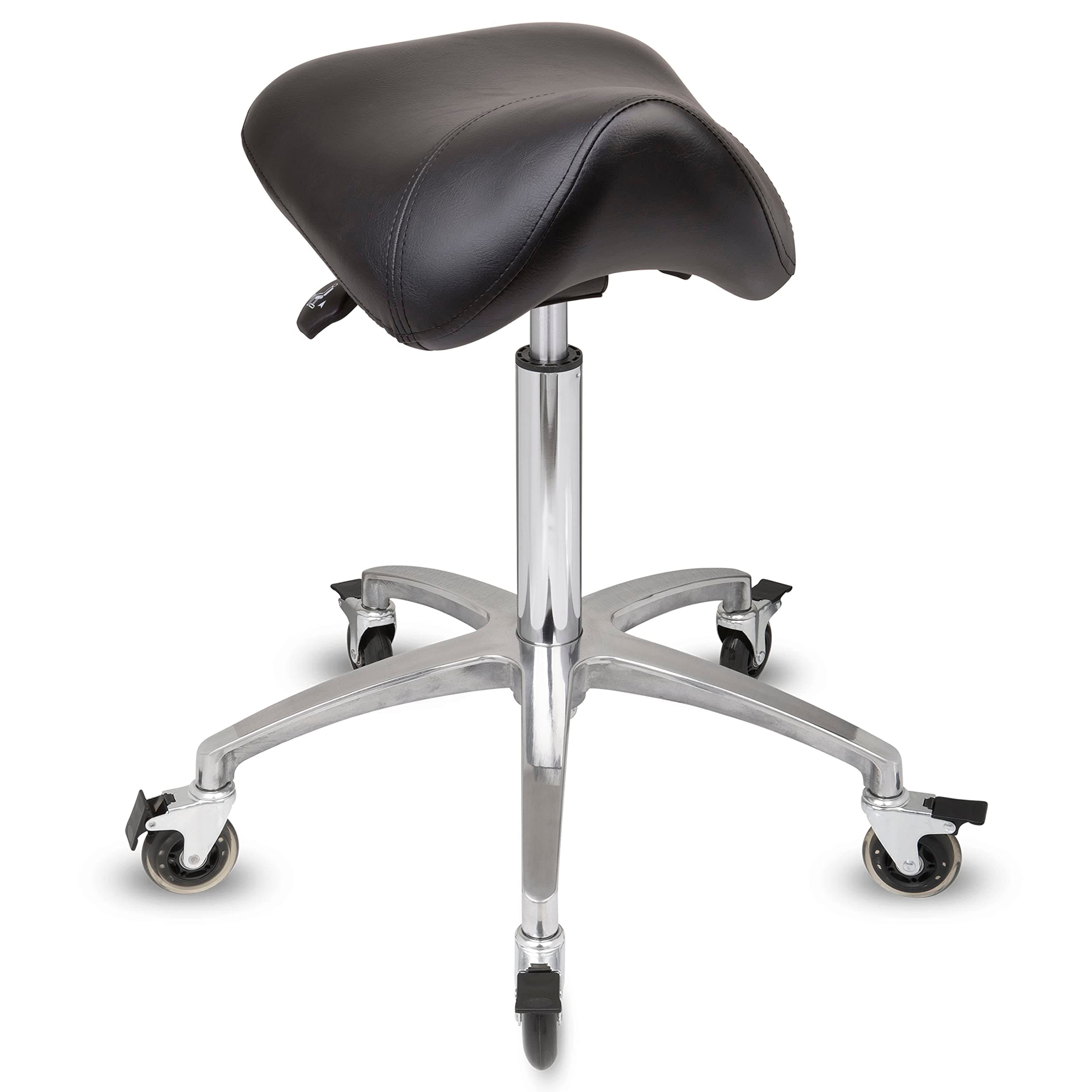 Sattelhocker mit Lehne & Bremsrollen
