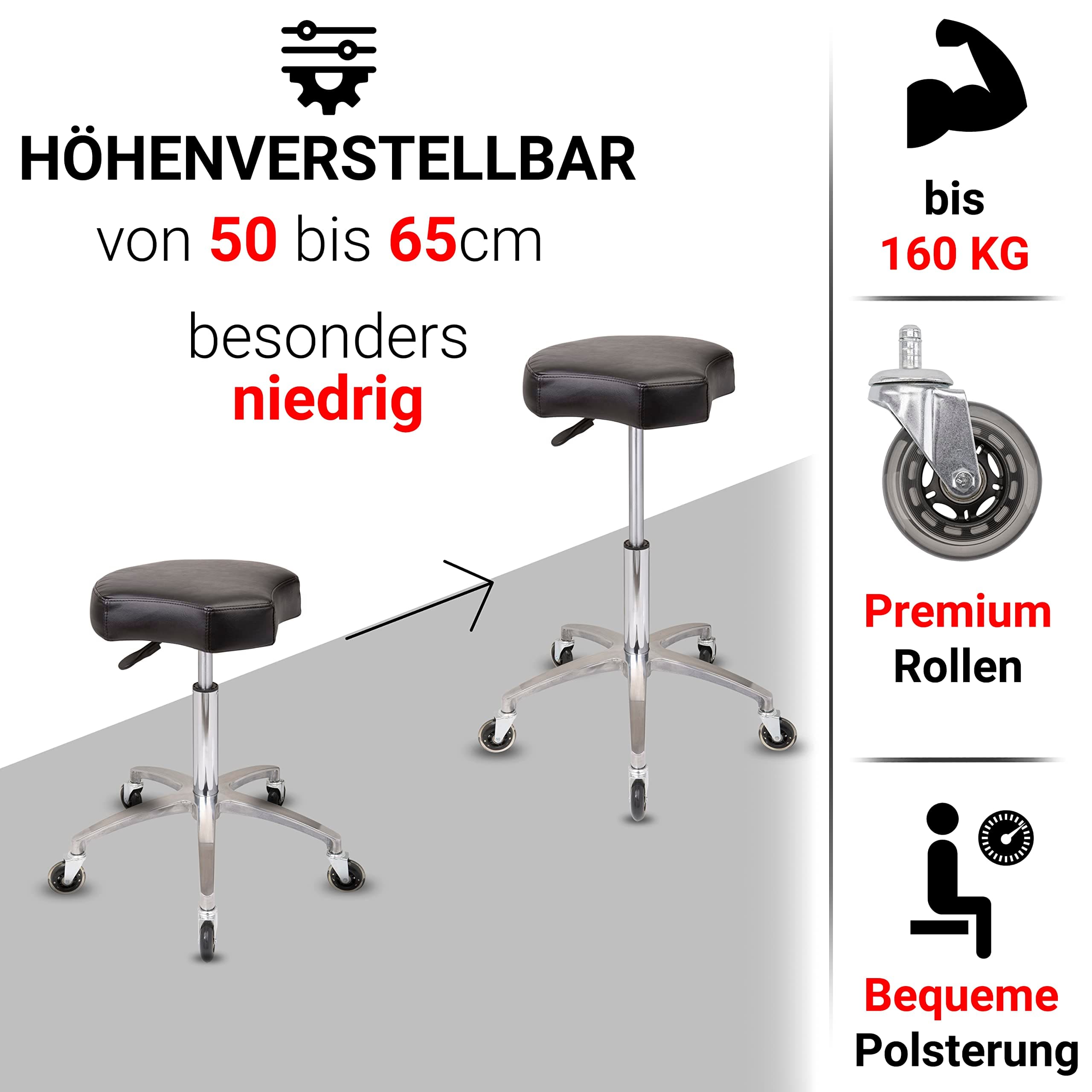 Ergonomisch geformte Sitzfläche